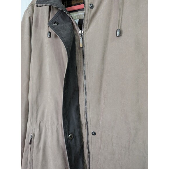 Liz Claiborne Beige Jacket Womens Large Detachable Lining & Hood Cinch Waist - Picture 6 of 16